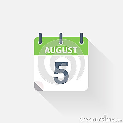 5 august calendar icon Vector Illustration