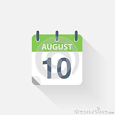 10 august calendar icon Vector Illustration