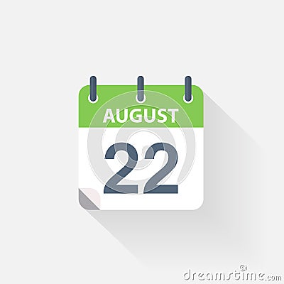 22 august calendar icon Vector Illustration