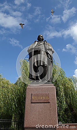 August 19, 2012 - sculptures of heroes of Gogol's works near the pond Mirgorod puddle Editorial Stock Photo