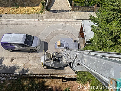 11 August 2023 Eskisehir Turkey. Elevator transportation services process Editorial Stock Photo