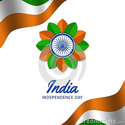 15 august india independence day with waving flaw, ashoka wheel Stock Photo