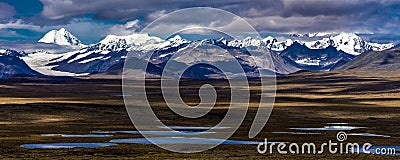 AUGUST 26, 2016 - Lakes of Central Alaskan Range - Route 8, Denali Highway, Alaska, a dirt road offers stunning views of Mnt. Hess Stock Photo