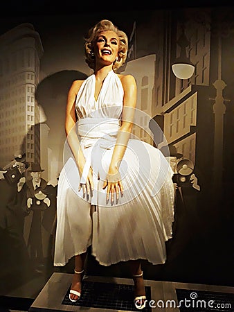 Wax figure of Marilyn Monroe at Madame Tussauds, Amsterdam. Editorial Stock Photo