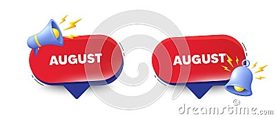 August month icon. Event schedule Aug date. Red speech bubbles. Vector Vector Illustration