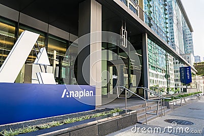 August 21, 2019 San Francisco / CA / USA - Anaplan headquarters in SOMA district; Anaplan is a software company producing a cloud Editorial Stock Photo