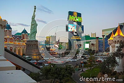 Las vegas at sunset view on the strip Editorial Stock Photo