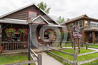 AUGUST 7 2018 - TALKEETNA, ALASKA: Exterior view of the Mostly Moose gift shop, a popular store for souvenirs, on a summer day Editorial Stock Photo