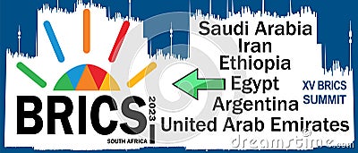 August 22, 2023 the 15th BRICS Summit opened in Johannesburg South Africa . BRICS has invited six new countries to join the Editorial Stock Photo