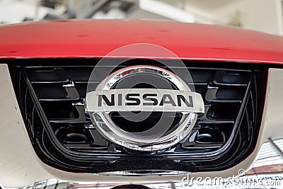 01 of August,2017 - Vinnitsa,Ukraine - the logo of the brand Nissan,Nissan logo,Nissan concept car,Nissan Qashqai Editorial Stock Photo