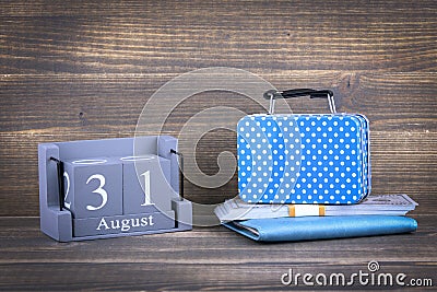 31 August, wooden square calendar Stock Photo