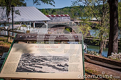 Augusta Canal Savannah River Headgates in the Background Editorial Stock Photo