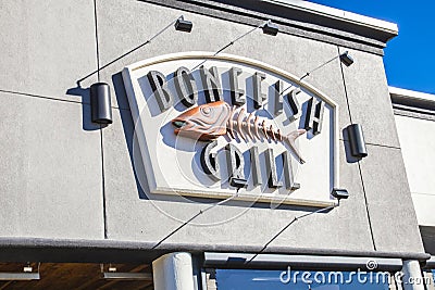 Bonefish Grill entrance wall sign Editorial Stock Photo