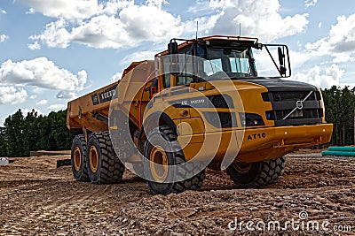 Construction site Volvo dump truck heavy industrial machinery Editorial Stock Photo