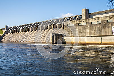 View of the J. Strom Thurmond Dam water release side Editorial Stock Photo