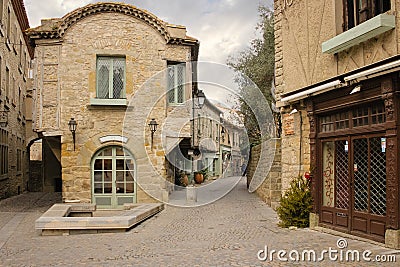Auguste Pierre Pont square. Carcassonne. France Editorial Stock Photo