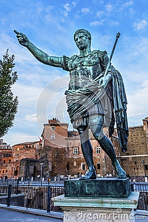 Augustus Caesar Statue Trajan Market Rome Italy Stock Photo
