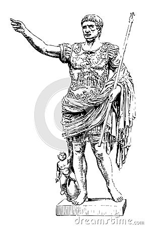 Augustus are a marble statue In the vatican vintage engraving Vector Illustration