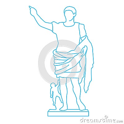 Augustus of Prima Porta marble portrait statue of first emperor of Roman Empire Vector Illustration