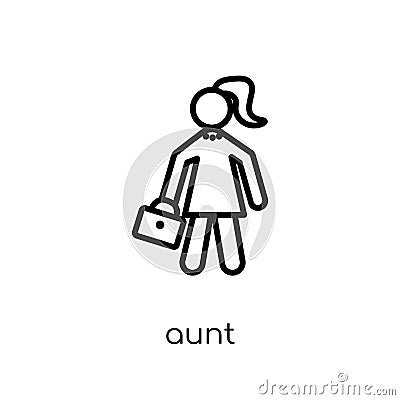 aunt icon. Trendy modern flat linear vector aunt icon on white b Vector Illustration