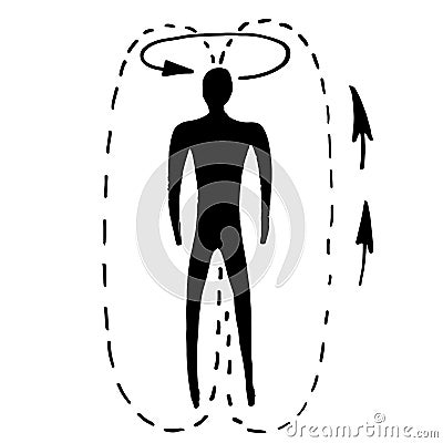 Aura and chakras on white background silhouette simplified illustration Cartoon Illustration