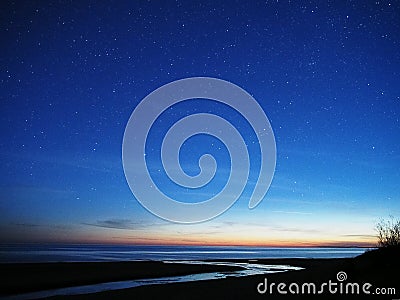 Auriga constellation stars on blue sky after sunset Stock Photo