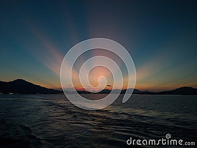 aurora beach islan sunset Stock Photo