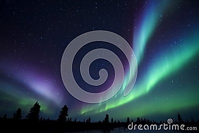 Aurora Borealis above Tundra Stock Photo