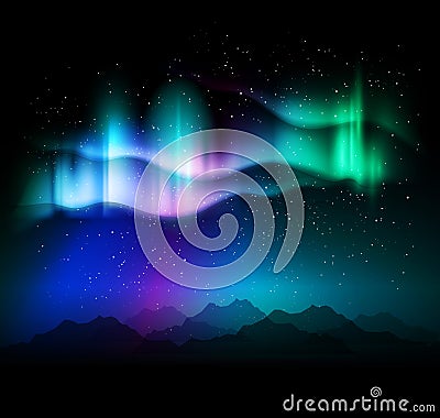 Aurora borealis abstract background - vector illustration Vector Illustration