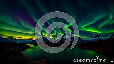 aurora borealis night sky landscape of heavenly northern lights multi colored glow nature backgrounds astronomy Generative AI Stock Photo
