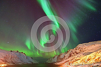 Aurora Borealis Over Ersfjorden, Tromso, Norway