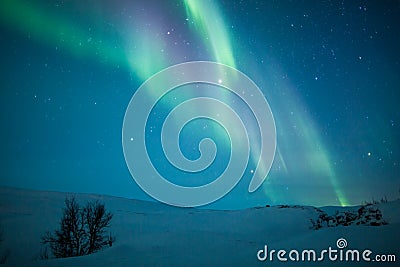 Aurora borealis over scandinavia Stock Photo