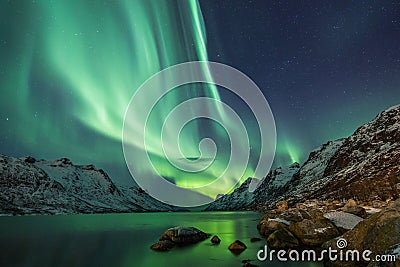 Aurora borealis over Tromso Stock Photo