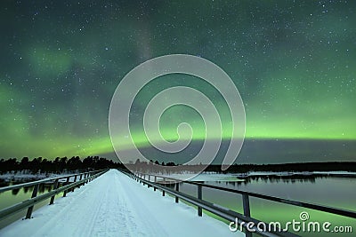 Aurora borealis in winter, Finnish Lapland Stock Photo