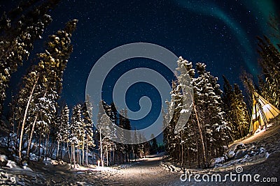 Aurora in Yellowknife Canada Stock Photo