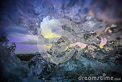 Auroral over the glacier lagoon Jokulsarlon in Iceland. Stock Photo