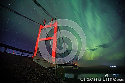 Auroral over the glacier lagoon Jokulsarlon in Iceland. Stock Photo