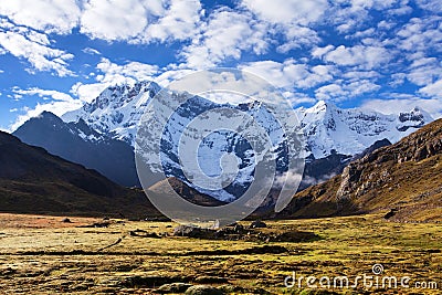 Ausangate Andes mountains in Peru evening view Stock Photo