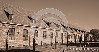 Auschwitz concentration camp barrack Editorial Stock Photo