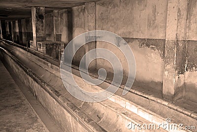 Auschwitz concentration camp toilet barracks Editorial Stock Photo