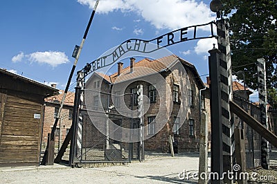 Auschwitz - entrance gate Editorial Stock Photo