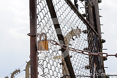 Auschwitz II - Birkenau entry gate lock Editorial Stock Photo