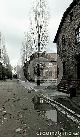 Auschwitz Internment Camp main road Editorial Stock Photo