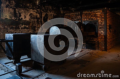 Auschwitz, Poland - The gas chamber of the extermination camp Editorial Stock Photo
