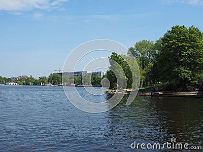 Aussenalster (Outer Alster lake) in Hamburg Stock Photo