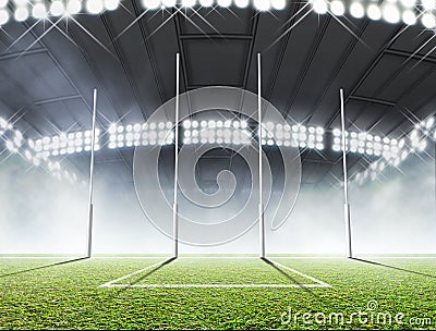 Sports Stadium And Goal Posts Stock Photo