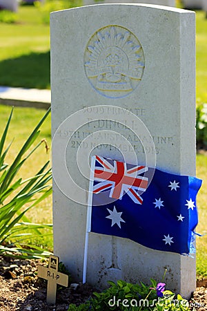 The austalian cemetery of the fisrt worldwar at villers bretonneux in picardy Editorial Stock Photo