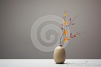 Austere Minimalist autumn vase. Generate Ai Stock Photo