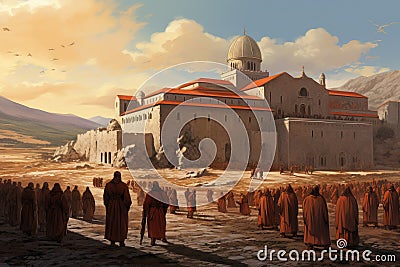 Austere Monks monastery. Generate Ai Stock Photo