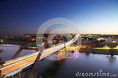 Austin 360 Bridge at Night Stock Photo